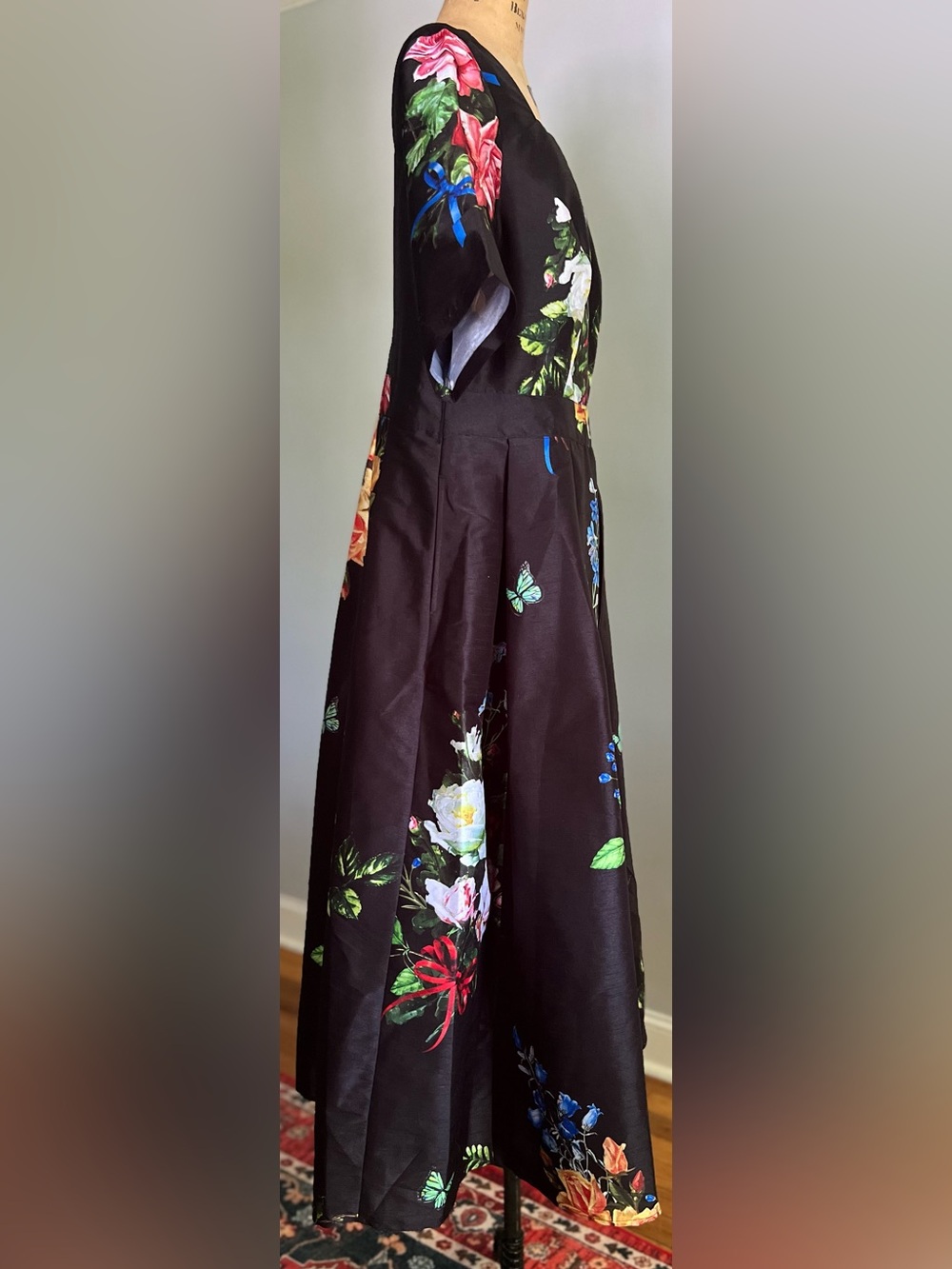 eShakti Black Floral & Butterfly Print Dress - Picture 3 of 11